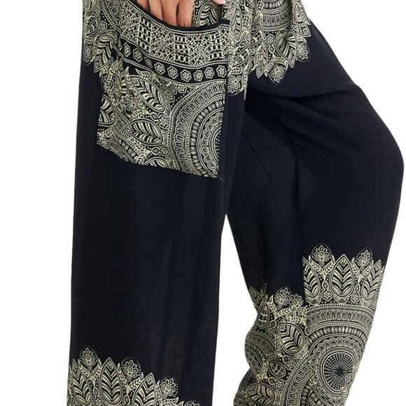 Lightweight Onyx Rayon Harem Pants - Perfect for Yoga and Everyday Wear - Picture 2 of 9